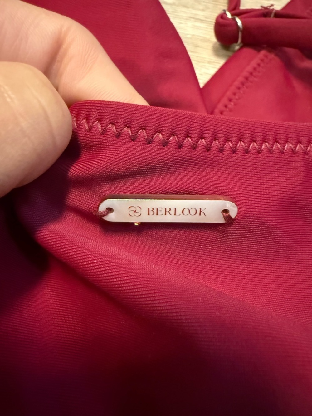 Berlook Burgundy Ruched V Neck One-Piece Swimsuit - Picture 8 of 10